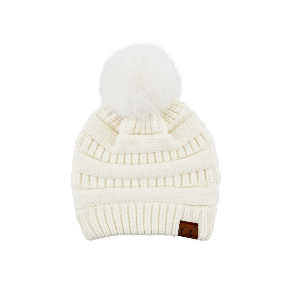 C.C. Super Soft Knit White Beanie Hat